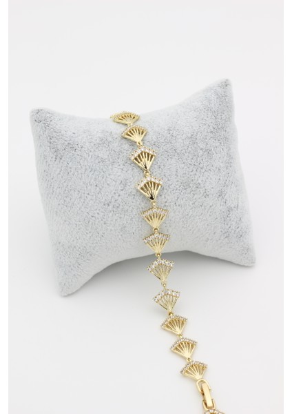 Stil Incisi/xupıng Jewelry Yelpaze Model Zirkon Taşlı Bileklik