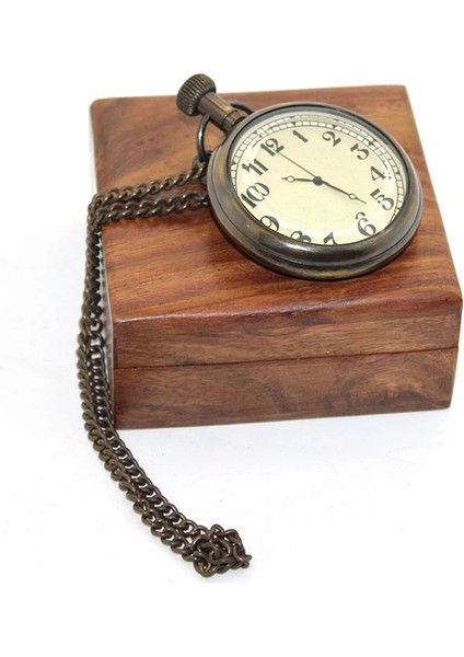 Ahşap Kutulu Pirinç Köstekli Saat 16155