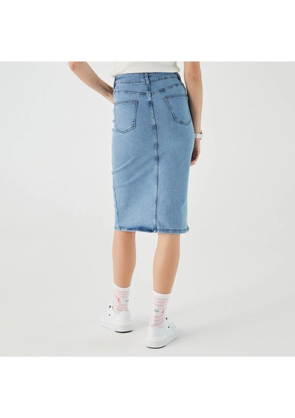 Kadın Slim Fit Mavi Denim Etek fiyatları