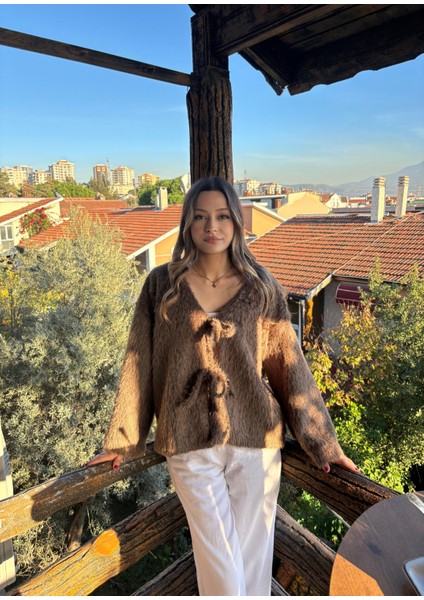 Tüylü Iki Bağlamalı Kadın Fox Kimono fiyatları