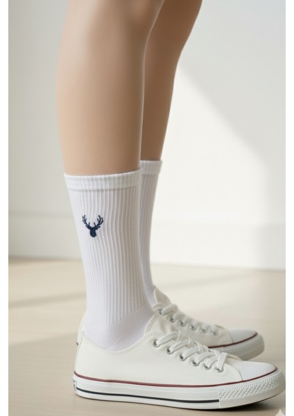 Unisex Geyik Nakışlı Yazlık Kışlık 3 Çift Pamuklu Soket Çorap Seti fiyatları