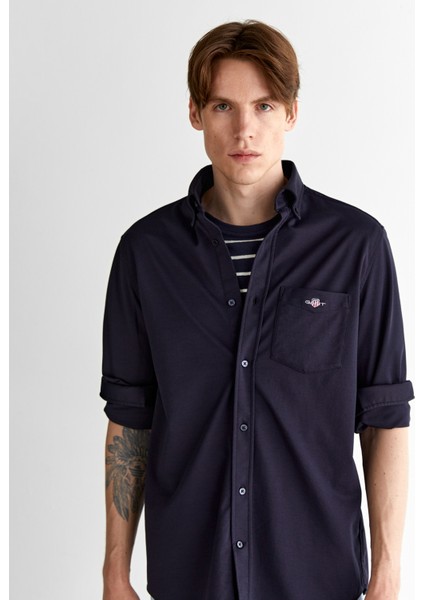 Erkek Lacivert Regular Fit Düğmeli Yaka Gömlek 3825117T.433 fırsatları