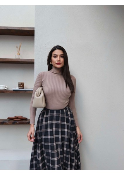 Ekose Desen Cep Detay Kloş Etek indirimleri