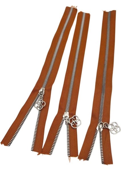 Başlıklı Fermuar Set 30 cm Gümüş Metal Taba 3 Adet