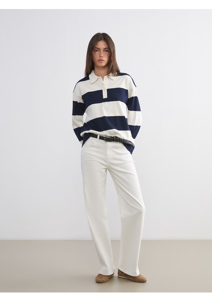 Yeni Sezon Polo Yaka Çizgili Kadın Tişört fiyatları