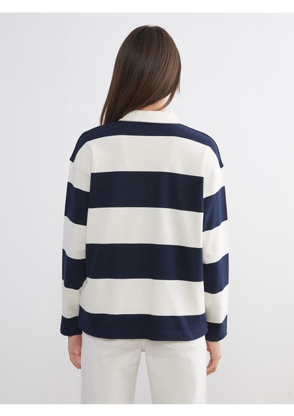 Yeni Sezon Polo Yaka Çizgili Kadın Tişört fırsatları