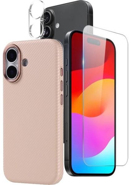 iPhone 17 Kılıf Nekst Multi 3lü Karbon Set Kılıf Ekran Koruyucu Kamera Koruyucu