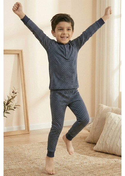 Pamuklu 2 Iplik Şardonlu Manşetli Düğmeli Yaka Erkek Çocuk Pijama Takımı fiyatları