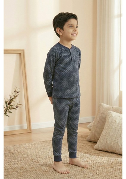 Pamuklu 2 Iplik Şardonlu Manşetli Düğmeli Yaka Erkek Çocuk Pijama Takımı fırsatları