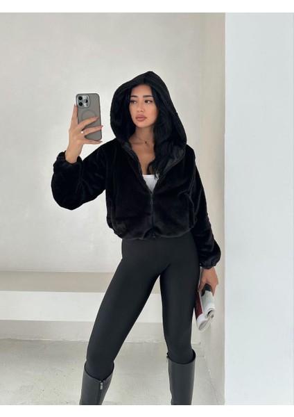 Kadın Fermuarlı Astarlı Rabbit Bomber Mont