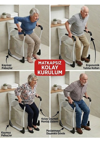 Yaşlı ve Engelli Için Tuvalet Destek Barı - Klozet Kenarı Oturma Kalkma Yardımcısı Tutunma Çerçevesi fırsatları