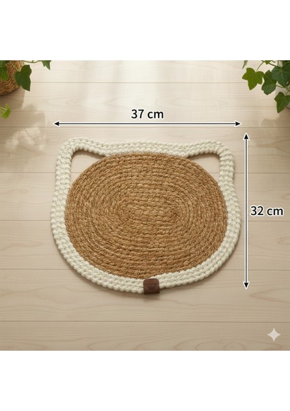 Lüks Hasır Görünümlü Kedi Paspası | Su Geçirmez, Leke Tutmaz - Mama ve Su Matı | 37X32 cm indirimleri