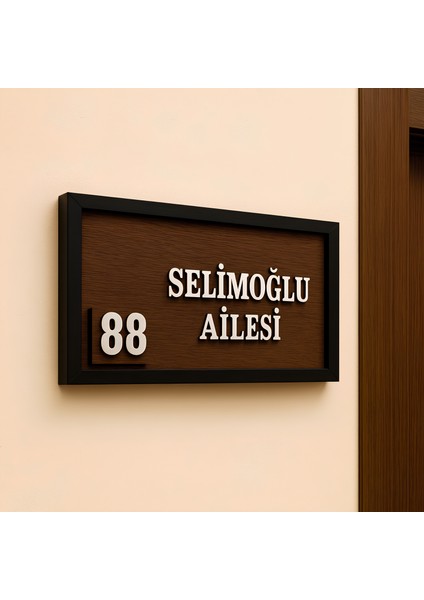 Kişiye Özel Ahşap Kapı Numarası ve İsimlik – Dekoratif Ev Kapı Süsü 24x12