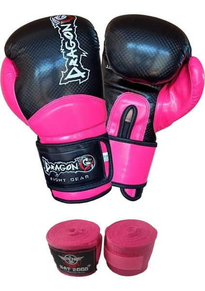 Carbon Boks Eldiveni Muay Thai, Kick Boks Eldiveni ve Bat 2000 Bandaj 2'li Set