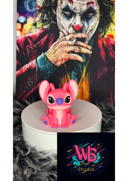 Angel Stitch (624) Figürü | Pembe Stitch Koleksiyonluk Heykel | Organik | 6,5 cm