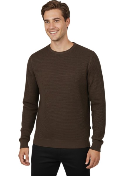 Erkek Sıfır Yaka Petek Doku Regular Fit Sweatshirt BGL-ST04950