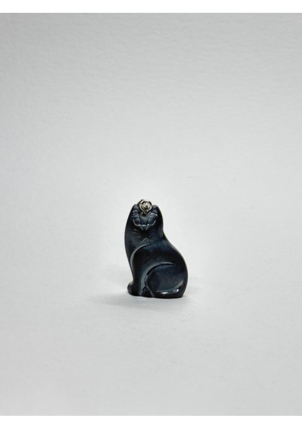Şungit Doğaltaş Kolye Ucu Kedi