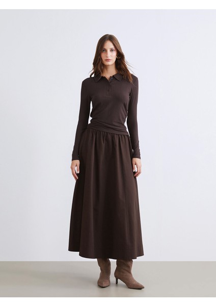 Yeni Sezon Beli Fermuarlı Kloş Etek