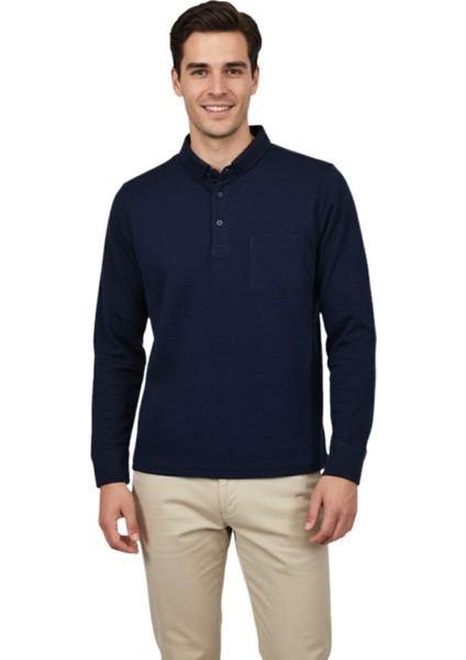 Erkek Gömlek Yaka Jakarlı Cepli Regular Fit Sweatshirt BGL-ST04957