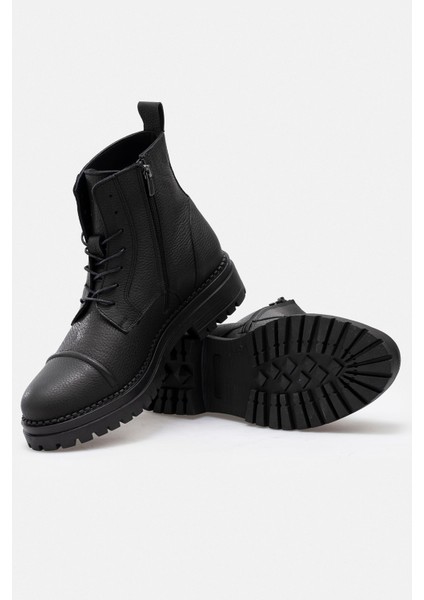 Siyah Hakiki Floater Deri El Yapımı Kalın Tabanlı Fermuarlı Erkek Postal Bot fiyatları