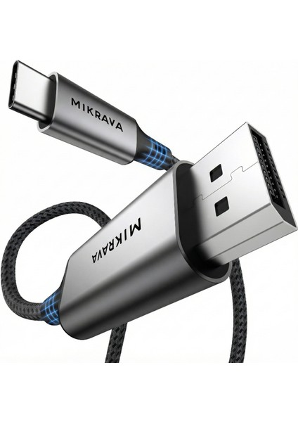 USB C to Displayport Kablo (8K@60Hz, 1080P@240Hz) HDR10 TYPE C to DP 1.4 [Thunderbolt 5/4/3, Dex Mode Uyumlu], iPhone 15/16/17 Pro, MacBook iPad Pro/Air ile Uyumlu 2 Metre