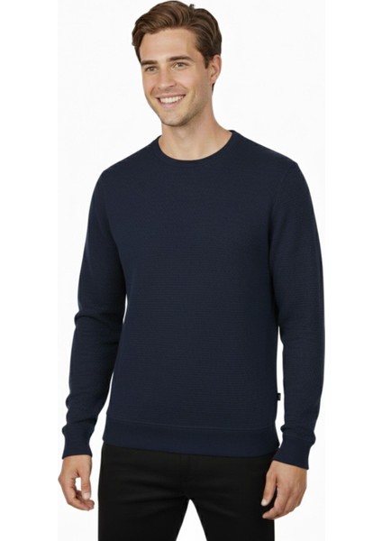 Erkek Sıfır Yaka Petek Doku Regular Fit Sweatshirt BGL-ST04950