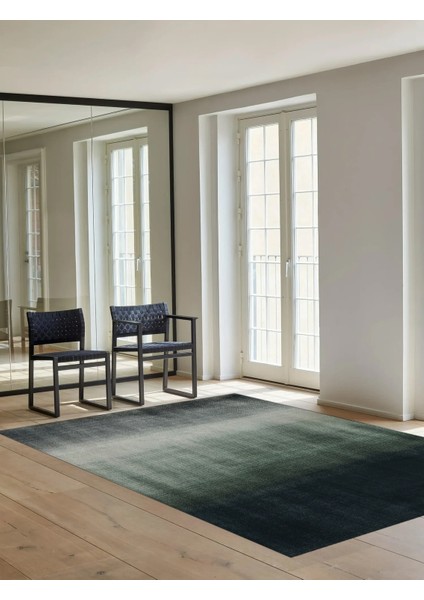Odessa 500 Siyah Yeşil Degrade Ombre Modern Halı Tasarım Ince Kilim Halı Ev Oda Salon Halısı