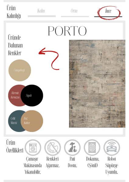 Porto 81 Bej Pastel Soyut Çok Renkli Modern Halı Ince Kilim Halı Hol Yolluk Ev Oda Salon Halısı modelleri