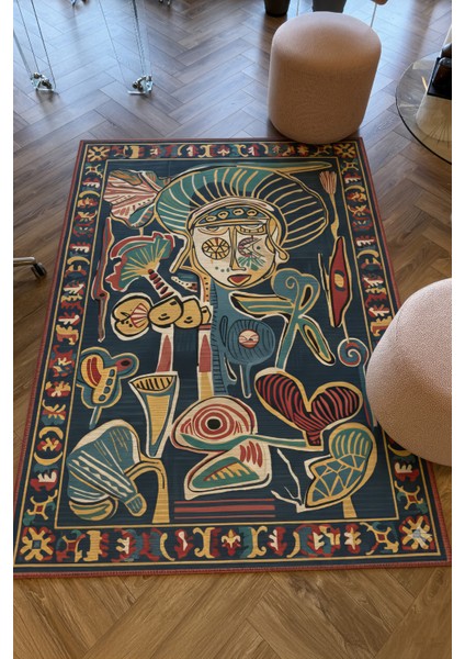 Allure 104 Renkli Tasarım Modern Soyut Halı Bohem Halı Salon Koridor Mutfak Oturma Odası Ev Halısı