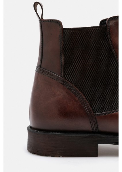 Ayakkabı Antik Kahve Patina Hakiki Deri El Yapımı Tırtıklı Taban Chelsea Erkek Bot fırsatları