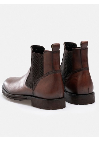 Ayakkabı Antik Kahve Patina Hakiki Deri El Yapımı Tırtıklı Taban Chelsea Erkek Bot indirimleri