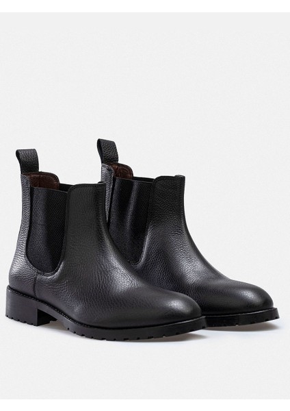 Ayakkabı Siyah Hakiki Floater Deri El Yapımı Chelsea Erkek Bot