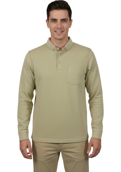 Erkek Gömlek Yaka Jakarlı Cepli Regular Fit Sweatshirt BGL-ST04957