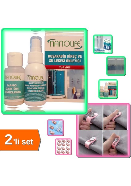 Nanoteknolojik Duşakabin Su Kaydırıcı 2 Yıl Etkili + 4 Adet Yorgan Kılıfı Mandalı - 2li Set Z2C0Q7