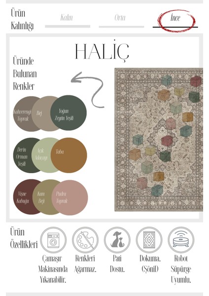 Haliç 303 Kahverengi Vintage Halı Tasarım Halı Yıkanabilir Ince Dokuma Salon Ev Oturma Odası Halısı modelleri