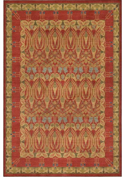 Mihrimah 500 Kırmızı Etnik Halı Vintage Halı Yıkanabilir Ince Dokuma Salon Ev Oturma Odası Halısı