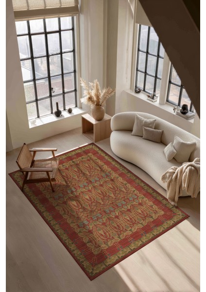 Mihrimah 500 Kırmızı Etnik Halı Vintage Halı Yıkanabilir Ince Dokuma Salon Ev Oturma Odası Halısı fiyatları