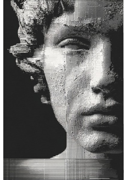 Allure 101 Siyah Beyaz Yüz Tasarım Halı Yıkanabilir Halı Ince Kilim Halı Oturma Odası Salon Halısı