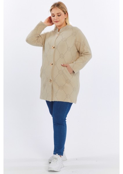 Triko Kaban Büyük Beden Kadın Sakallı Yünlü Çok Kalın Yüksek Kalite Anne Uzun Kışlık Hırka modelleri