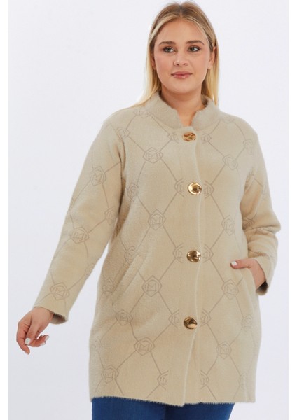 Triko Kaban Büyük Beden Kadın Sakallı Yünlü Çok Kalın Yüksek Kalite Anne Uzun Kışlık Hırka