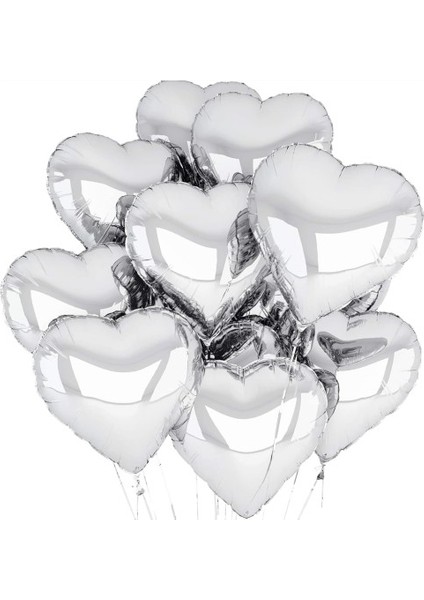 Gümüş Kalp Şekilli Uçan Balon Folyo 10 Adet fiyatları