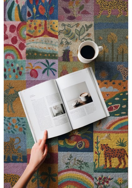 Auro 301 Çok Renkli Karma Şekil Leopar Botanik Tasarım Modern Yıkanabilir Halı Oda Ev Halısı fiyatları