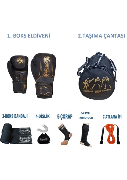 Gifttoom, Kıck Boks Eldiveni Çantalı Antrenman Seti Boxing, Dragon Legacy Boks Eldiveni ve Ekipmanı