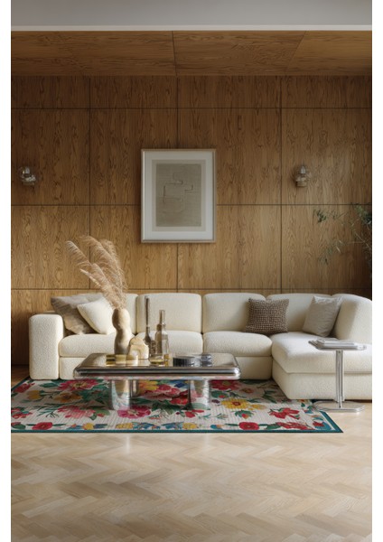 Fiora 200 Renkli Çiçekli Halı Modern Yıkanabilir Halı Ince Kilim Halı Hol Yolluk Ev Oda Salon Halısı fiyatları