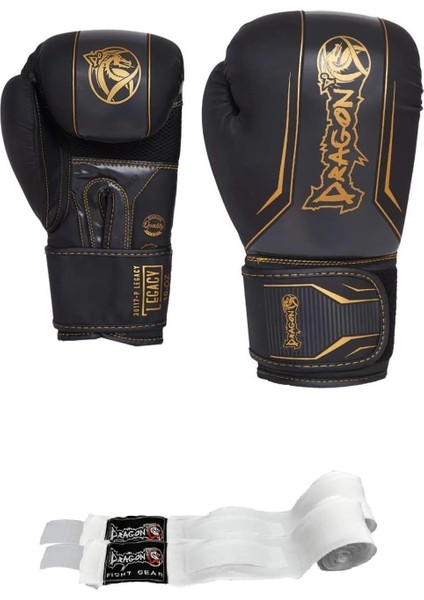 Legacy Kick Boks Eldiveni Bokseldiveni Muay Thai Eldiveni Beyaz Bandajlı 2'li Set Dragon