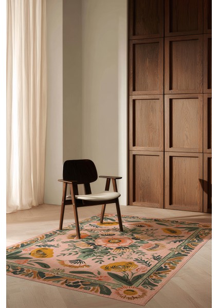 Fiori 217 Pembe Halı Pastel Tasarım Modern Ince Yazlık Halı Kilim Halı Salon Halısı Mutfak Halısı fiyatları