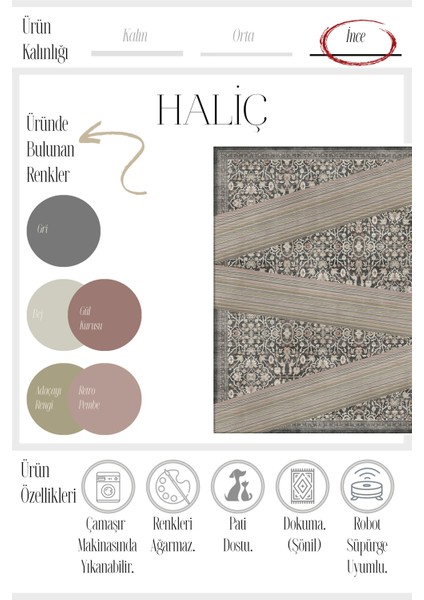 Haliç 302 Çizgili Halı Vintage Modern Halı Ince Halı Tasarım Halı Salon Halısı Koridor Halısı modelleri