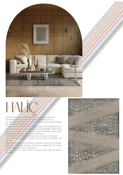 Haliç 302 Çizgili Halı Vintage Modern Halı Ince Halı Tasarım Halı Salon Halısı Koridor Halısı fırsatları