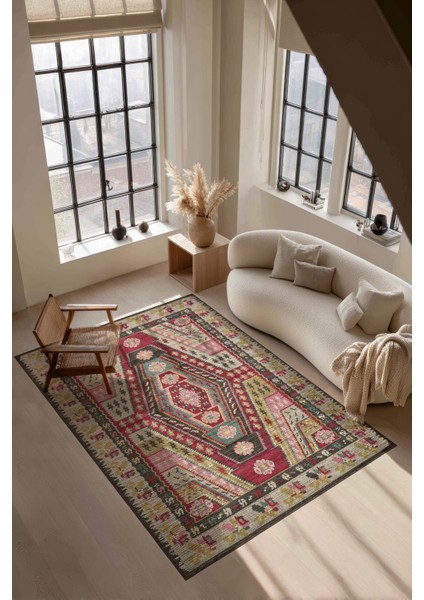 Mihrimah 502 Renkli Etnik Halı Vintage Halı Yıkanabilir Ince Dokuma Salon Ev Oturma Odası Halısı fiyatları