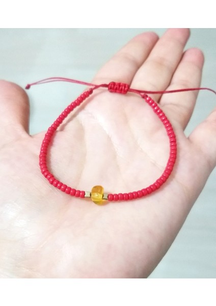 Hematit Doğaltaşlı Kehribar ve Miyuki Round Boncuklu Unisex Bileklik